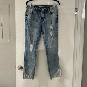 Distressed Blue Jeans